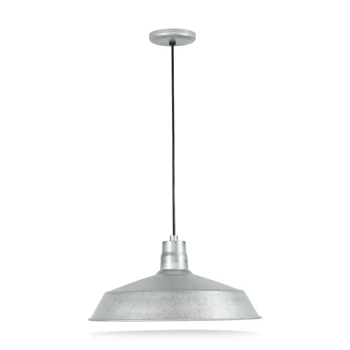 17” Galvanized RLM Warehouse Cord Hung Barn Shade with Canopy