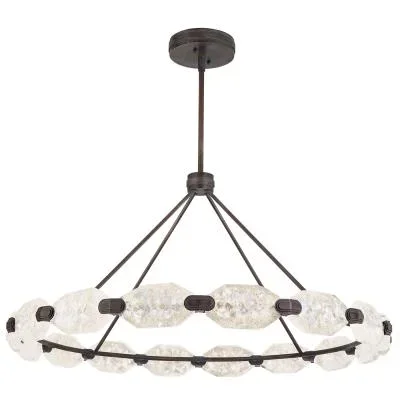 6 Lamps Adorra Island Chandelier – Matte Black – White Fabric Glass – 48in Diameter – E12 Candelabra Base