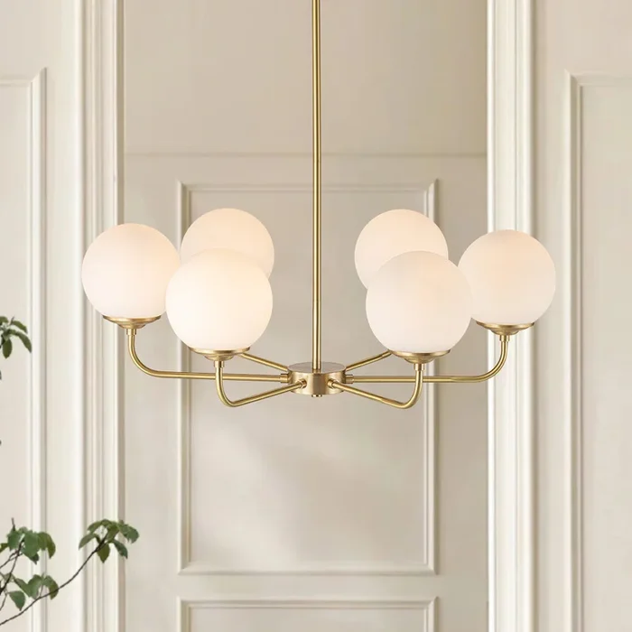 6-Light Contemporary Frosted Milky Glass Sphere ChandelierS81010000049458