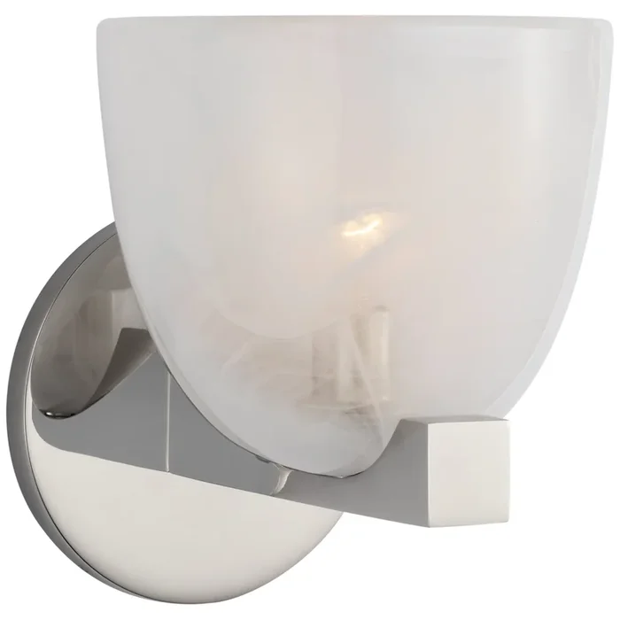 AERIN Carola Single Sconce in Polished Nickel with White Strie Glass Wall Light W6″ x H7.25″ARN 2490PN-WSG