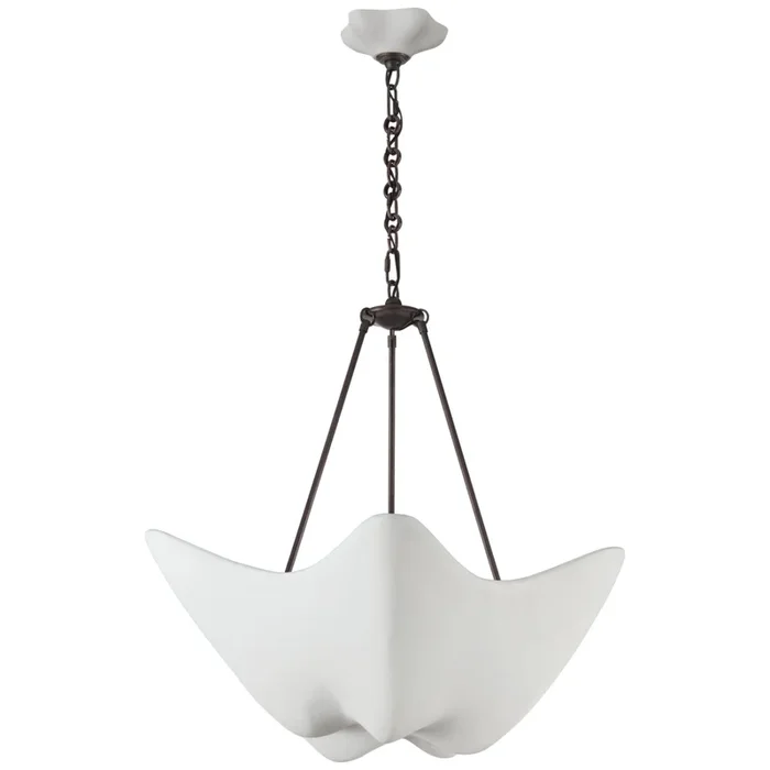 AERIN Cosima Medium Chandelier in Bronze with Plaster White Shade Ceiling Light W28″ x H27.25″ARN 5428BZ-PW