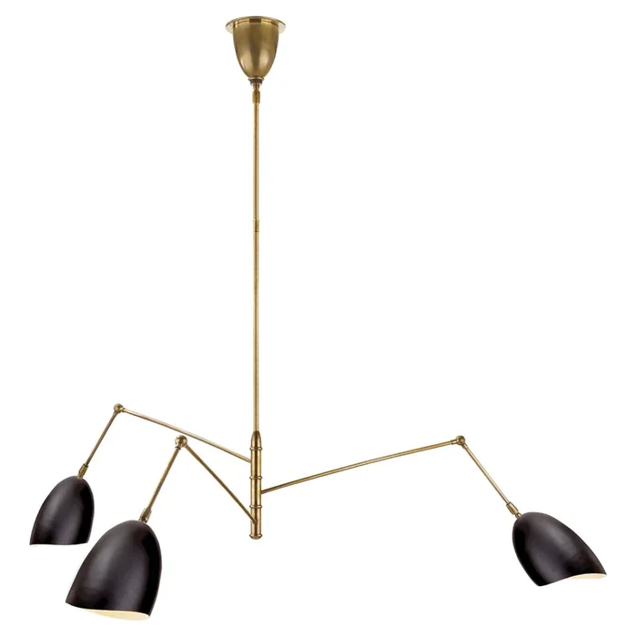 AERIN Sommerard Large Triple Arm Chandelier in Hand-Rubbed Antique Brass and Black Ceiling Light W62″ARN 5009HAB-BLK