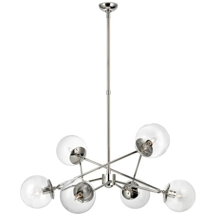 AERIN Turenne Large Dynamic Chandelier in Polished Nickel with Clear Glass Ceiling Light W33.5″ARN 5262PN-CG