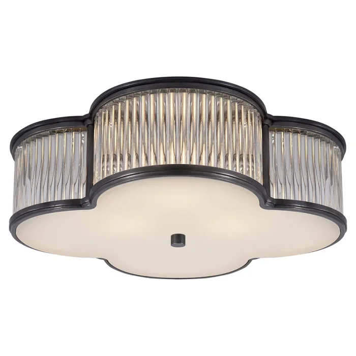 Alexa Hampton Basil 17″ Flush Mount in Gun Metal and Clear Glass Rods with Frosted Glass Ceiling Light W17.25″ x H5″AH 4015GM/CG-FG