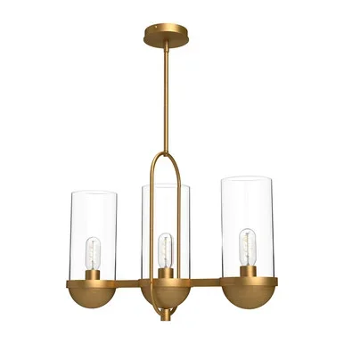 Alora Cyrus Three Light Linear Pendant in Aged Gold/Clear Glass – LP539024AGCL