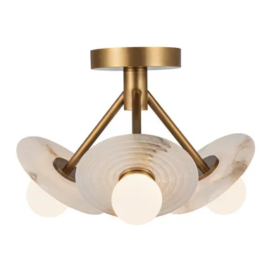 Alora Dahlia LED Semi Flush Mount in Vintage Brass/Alabaster – SF346313VBAR