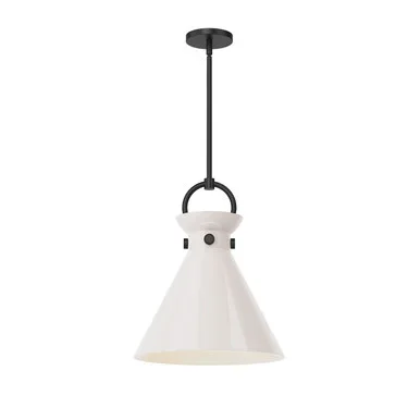 Alora Emerson One Light Pendant in Matte Black/Glossy Opal Glass – PD412514MBGO