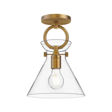 Alora Emerson One Light Semi-Flush Mount in Aged Gold/Clear – SF412509AGCL