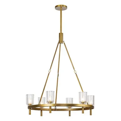 Alora Lucian Six Light Chandelier in Clear Crystal/Vintage Brass – CH338632VBCC