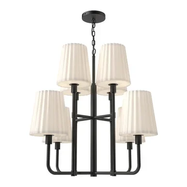 Alora Plisse Eight Light Chandelier in Matte Black/Opal Matte Glass – CH628830MBOP