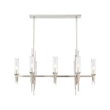 Alora Torres Eight Light Pendant in Polished Nickel/Ribbed Glass – LP335838PNCR