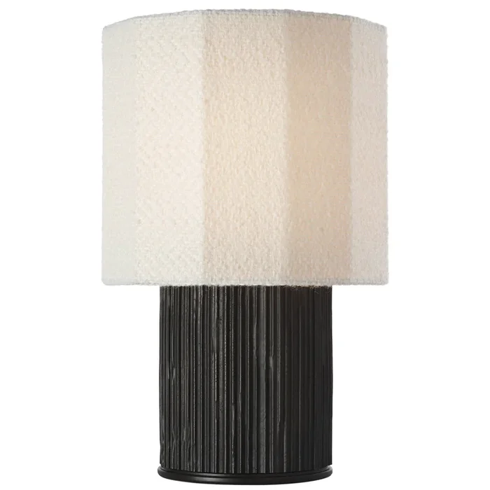 Anne-Marie Barton Fumar 18″ Table Lamp in Ridged Carbon with Bouclé Shade W11″ x H17.5″AMB 3070RDC-B