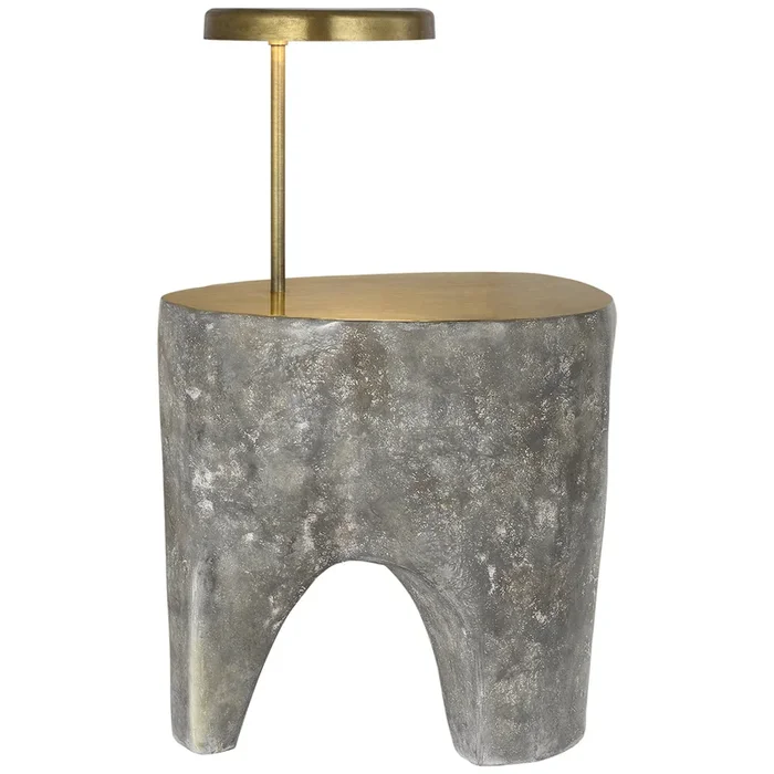 Anne-Marie Barton Lega 36″ Sculpted Side Table Reading Floor Lamp in Eclipse with Museum Brass W18.5″ x H36.25″AMB 1102ECL-MBR