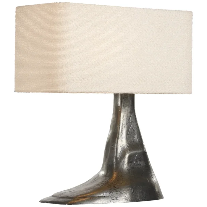 Anne-Marie Barton Terra-Forma 23″ Right Table Lamp in Museum Pewter with Boucle Shade W11″ x H22.75″AMB 3080MPT-B