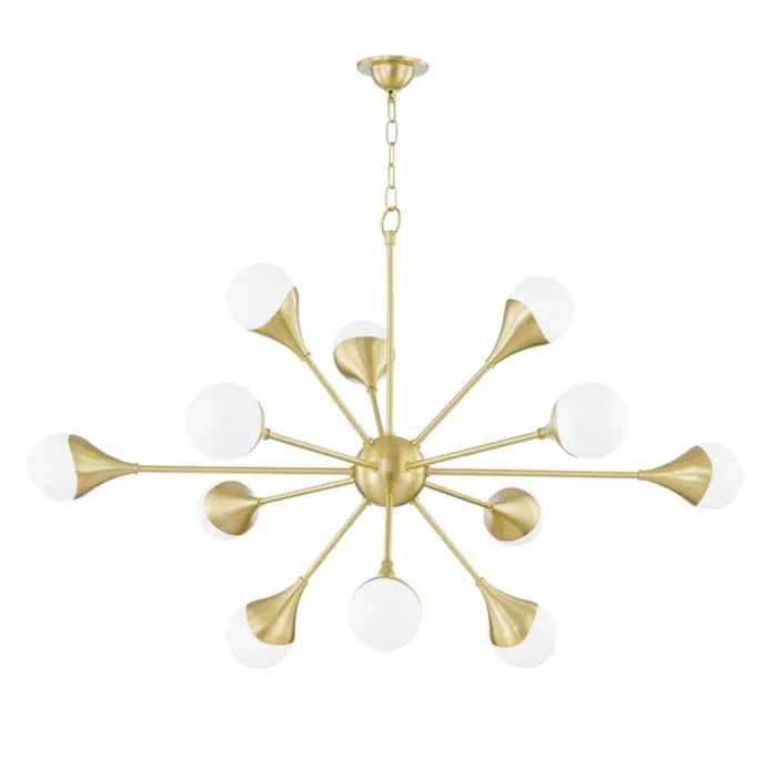Ariana 12-Light Chandelier in Aged Brass 29.75L x 49W x 31.5HH375812-AGB