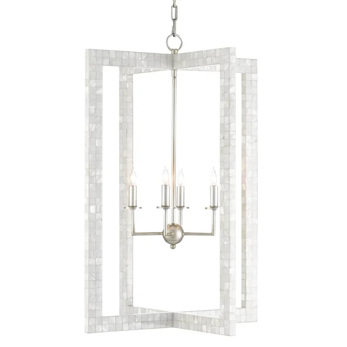 Arietta White Chandelier – Mother of Pearl/Contemporary Silver Leaf9000-0575