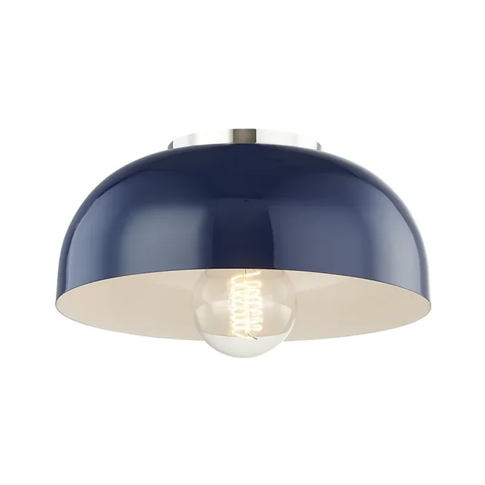 Avery 1-Light Flush Mount in Polished Nickel/Navy 11L x 11W x 7HH199501S-PN/NVY