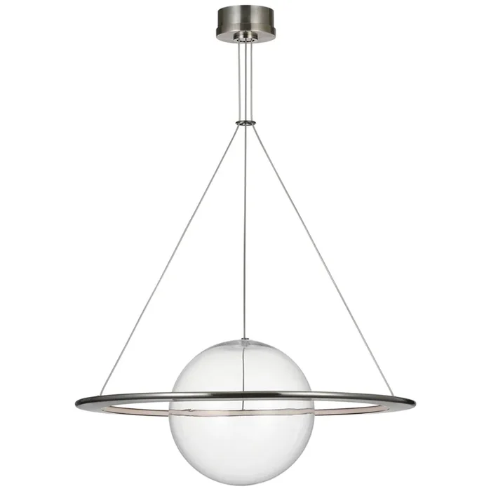 Barbara Barry Cosmos 28″ Ring and Orb Chandelier in Pewter with Clear Glass Ceiling Light W27.5″BBL 5167PWT-CG
