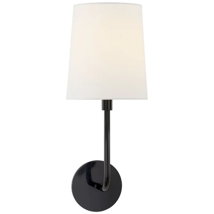 Barbara Barry Go Lightly Sconce in Charcoal with Linen Shade Wall Light W6″ x H17″BBL 2080C-L