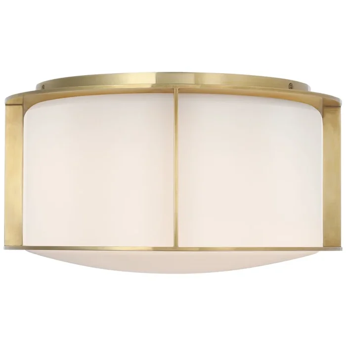 Barbara Barry Phinn 13″ Flush Mount in Soft Brass with White Glass Ceiling Light W13″ x H7″BBL 4191SB-WG