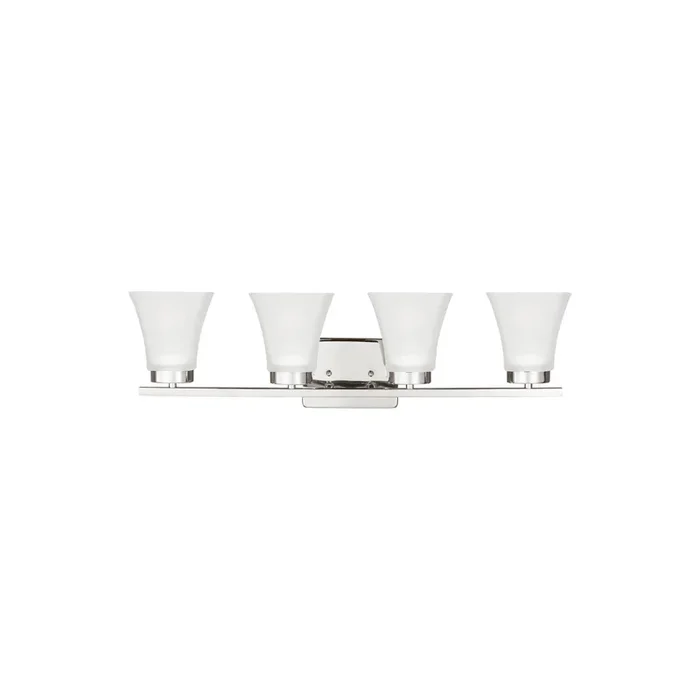 Bayfield Four Light Wall / Bath Contemporary Fixture 27.5″ Width 7.75″ Height Steel Square Satin Etched Shade in Chrome4411604-05
