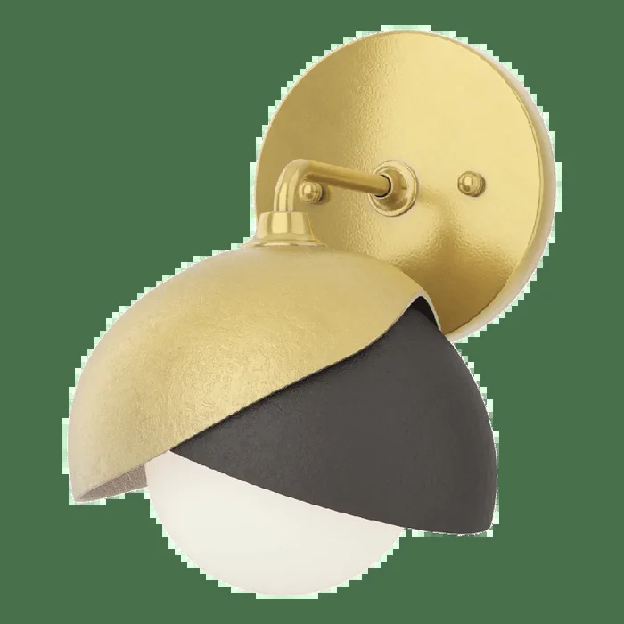 Brooklyn 1-Light Double Shade Bath Sconce – Modern Brass – Oil Rubbed Bronze Accent
