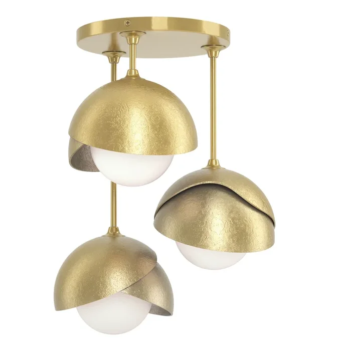 Brooklyn 3-Light Double Shade Semi-Flush 3-Light Modern Brass Accent Opal Glass (GG) in Modern Brass121374-SKT-86-86-GG0711