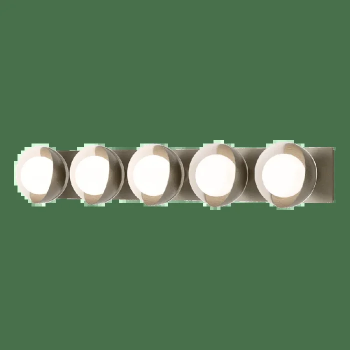 Brooklyn 5-Light Straight Double Shade Bath Sconce – Soft Gold – White Accent