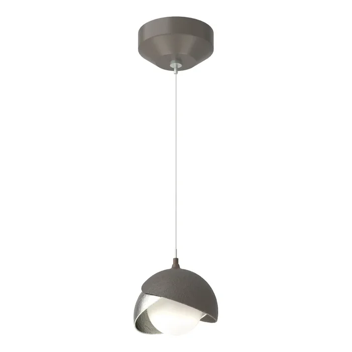 Brooklyn Double Shade Low Voltage Mini Pendant 1-Light Sterling Accent Opal Glass (GG) in Dark Smoke161183-SKT-STND-07-85-GG0711