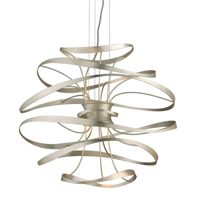 Calligraphy Chandelier – Silver Leaf/Stainless Steel