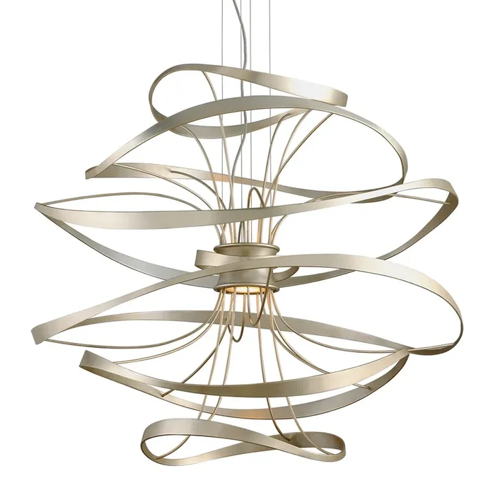 Calligraphy Large Chandelier – Silver Leaf/Stainless Steel