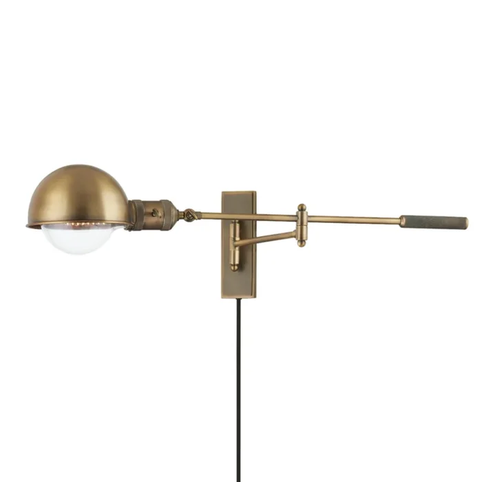 Cannon Plug-In Sconce 1-Light LED in Patina Brass 30.75L x 30.75W x 8.25HPTL1108-PBR