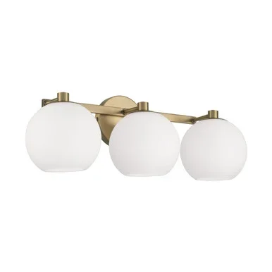 Capital Lighting Ansley Three Light Vanity in Aged Brass – 152131AD-548
