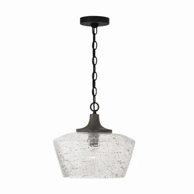 Capital Lighting Clive One Light Pendant in Carbon Grey and Black Iron – 347611CK
