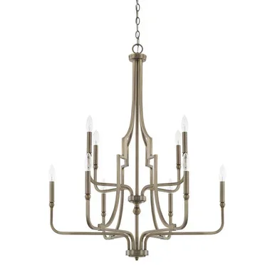 Capital Lighting Dawson Ten Light Chandelier in Aged Brass – 419391AD