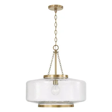 Capital Lighting Landon One Light Pendant in Aged Brass – 355311AD