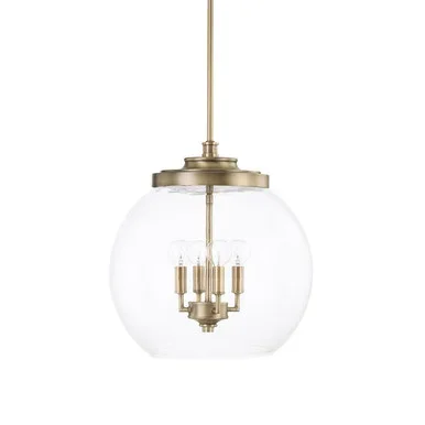 Capital Lighting Mid Century Four Light Pendant in Aged Brass – 321142AD