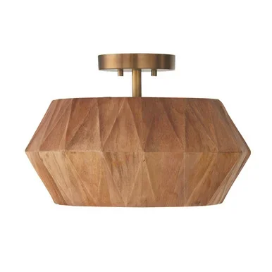 Capital Lighting Nadeau One Light Semi Flush Mount in Light Wood and Patinaed Brass – 251011LW