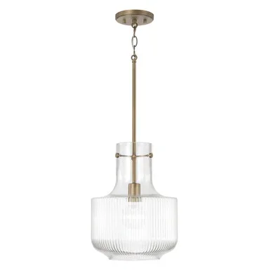 Capital Lighting Nyla One Light Pendant in Aged Brass – 345111AD