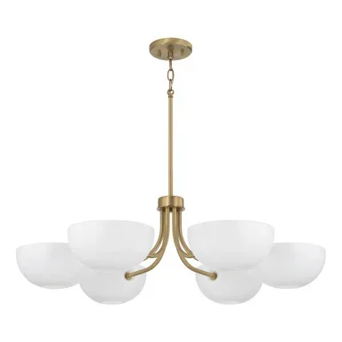 Capital Lighting Reece Six Light Chandelier in Aged Brass and White – 451461AW