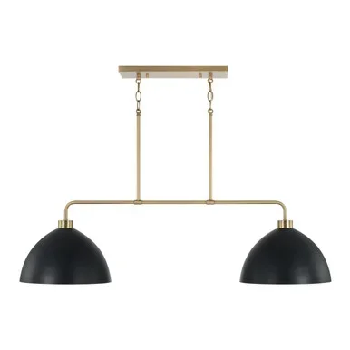 Capital Lighting Ross Two Light Island Pendant in Aged Brass and Black – 852021AB
