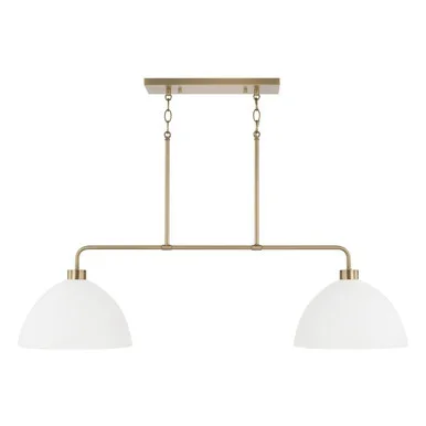 Capital Lighting Ross Two Light Island Pendant in Aged Brass and White – 852021AW