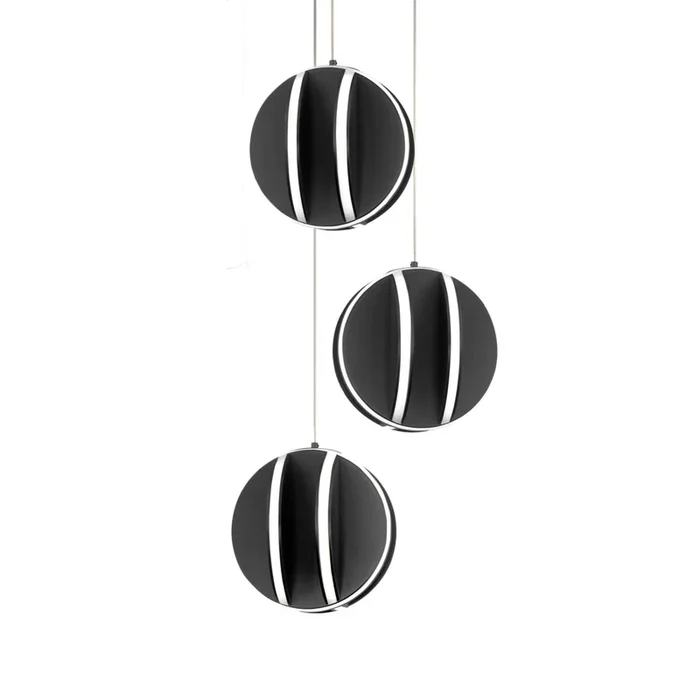 Carillion LED 3 Light Pendant 3000K in BlackPD-36203R-BK