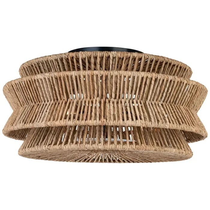 Chapman & Myers Antigua XL Drum Semi-Flush Mount in Bronze and Natural Abaca Ceiling Light W23.25″ x H12″CHC 4016BZ/NAB