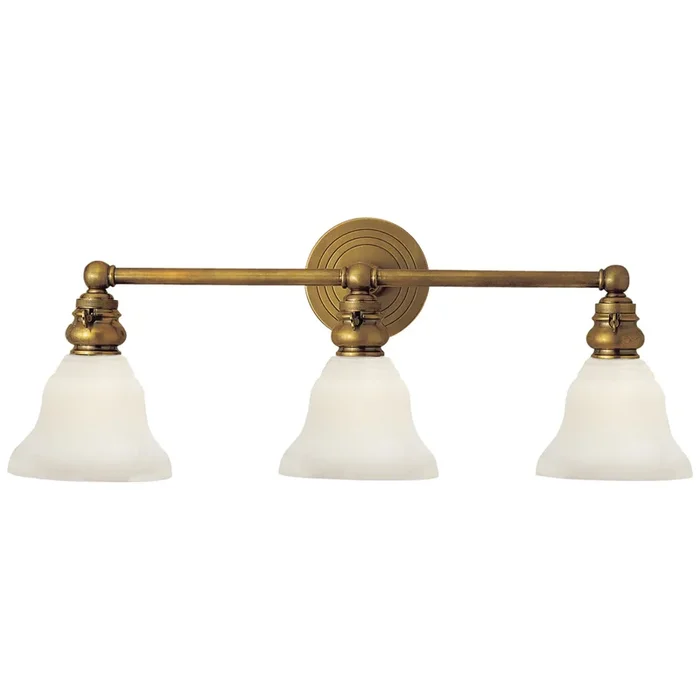 Chapman & Myers Boston Functional Triple Light in Hand-Rubbed Antique Brass with White Glass Wall Light W23″ x H9″SL 2933HAB/SLEG-WG