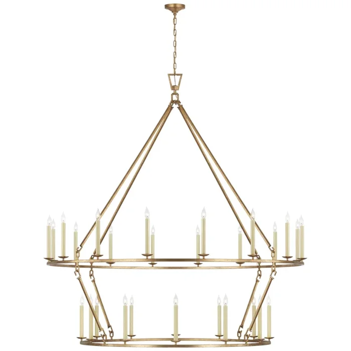 Chapman & Myers Darlana Grande Two Tier Chandelier in Gilded Iron Ceiling Light W73″ x H76.5″CHC 5278GI
