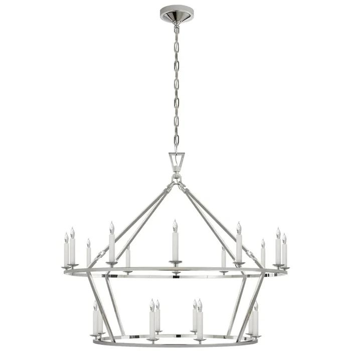 Chapman & Myers Darlana Large Two-Tiered Ring Chandelier in Polished Nickel Ceiling Light W40″ x H33″CHC 5179PN
