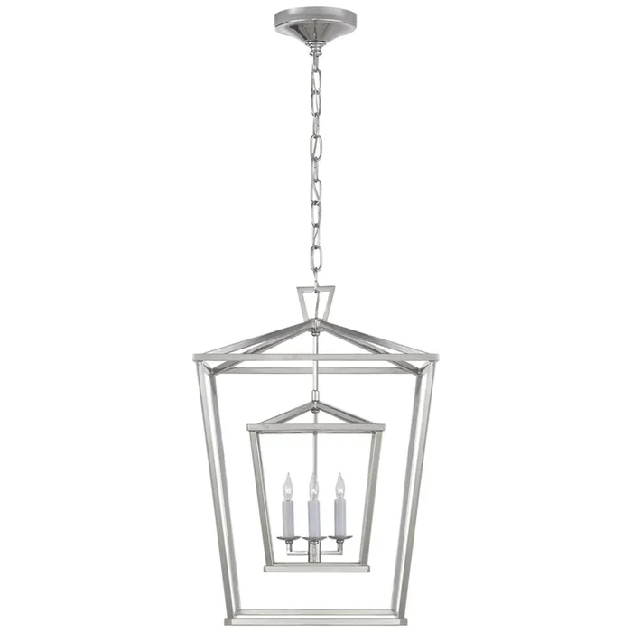 Chapman & Myers Darlana Medium Double Cage Lantern in Polished Nickel Ceiling Light W17″ x H24.5″CHC 2178PN