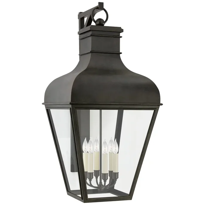 Chapman & Myers Fremont Grande Bracketed Wall Lantern in French Rust with Clear Glass Outdoor Lighting W22″ x H45.75″CHO 2163FR-CG