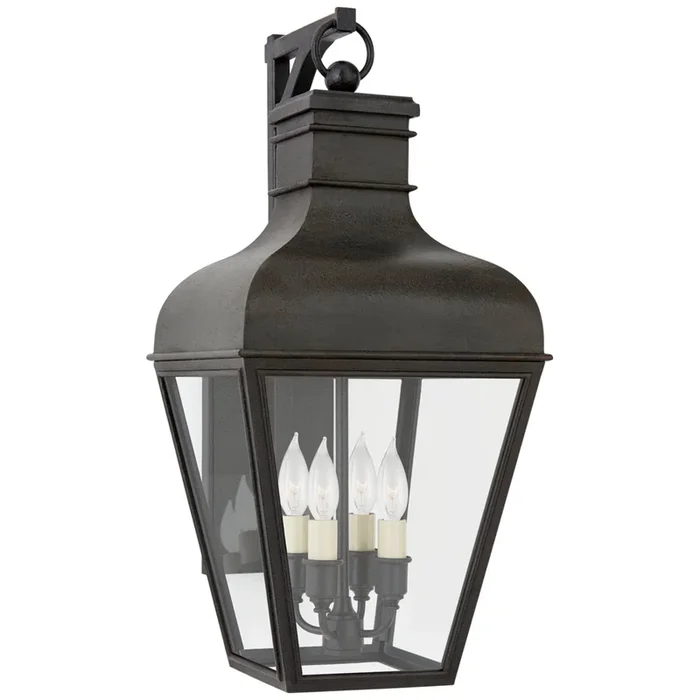 Chapman & Myers Fremont Small Bracketed Wall Lantern in French Rust with Clear Glass Outdoor Lighting W9.5″ x H20.5″CHO 2160FR-CG